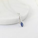 Dainty Oval Drop Memorial Ashes Pendant, Cremation Ashes Necklace