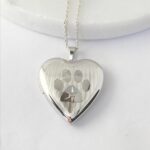 Diamond Pawprint Pet Cremation Ashes & Photo Memorial Locket