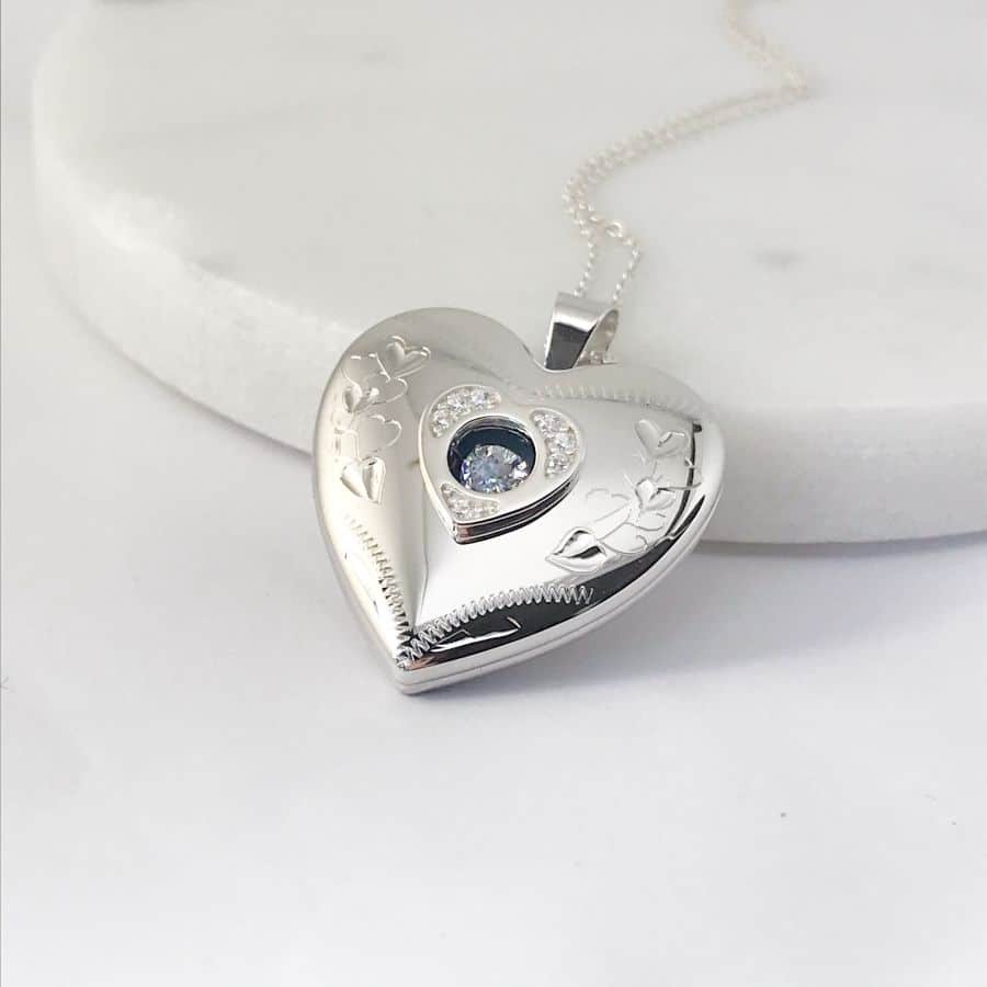 Sterling Silver Moving CZ Heart Memorial Ashes Locket