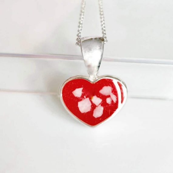 Sterling silver heart cremation necklace sale