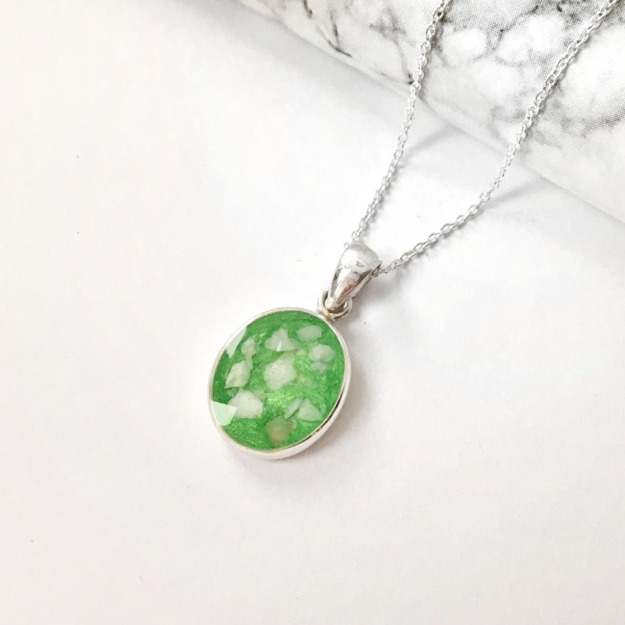 Classic Oval Cremation Ashes Memorial Necklace