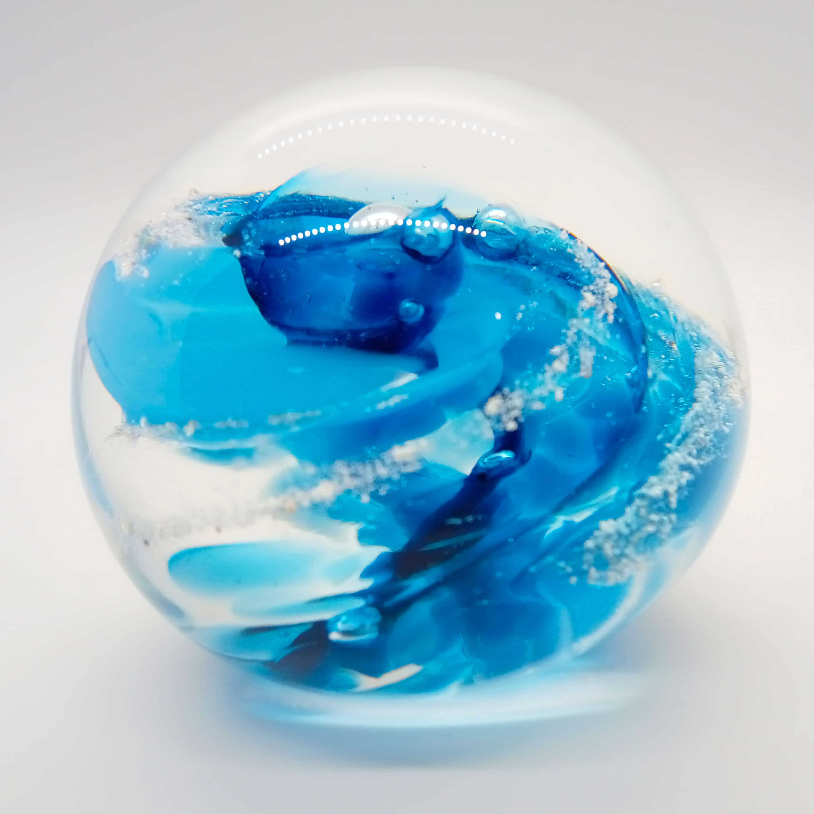 Memorial Round Glass Paperweight With Ashes Footprints & Whispers