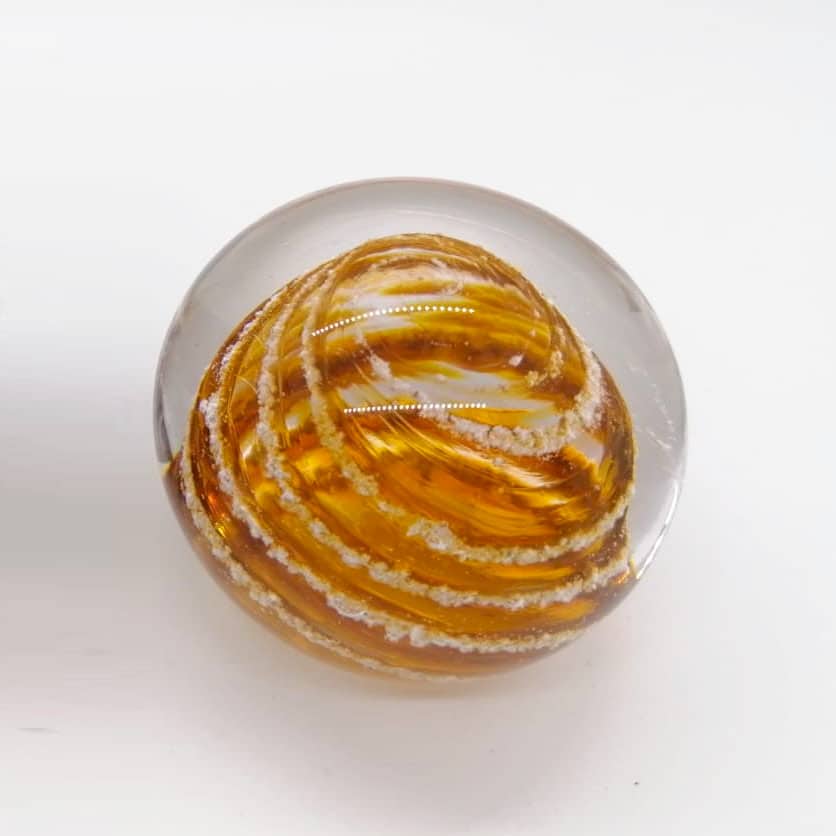 Ashes in Circular Memorial Paperweight