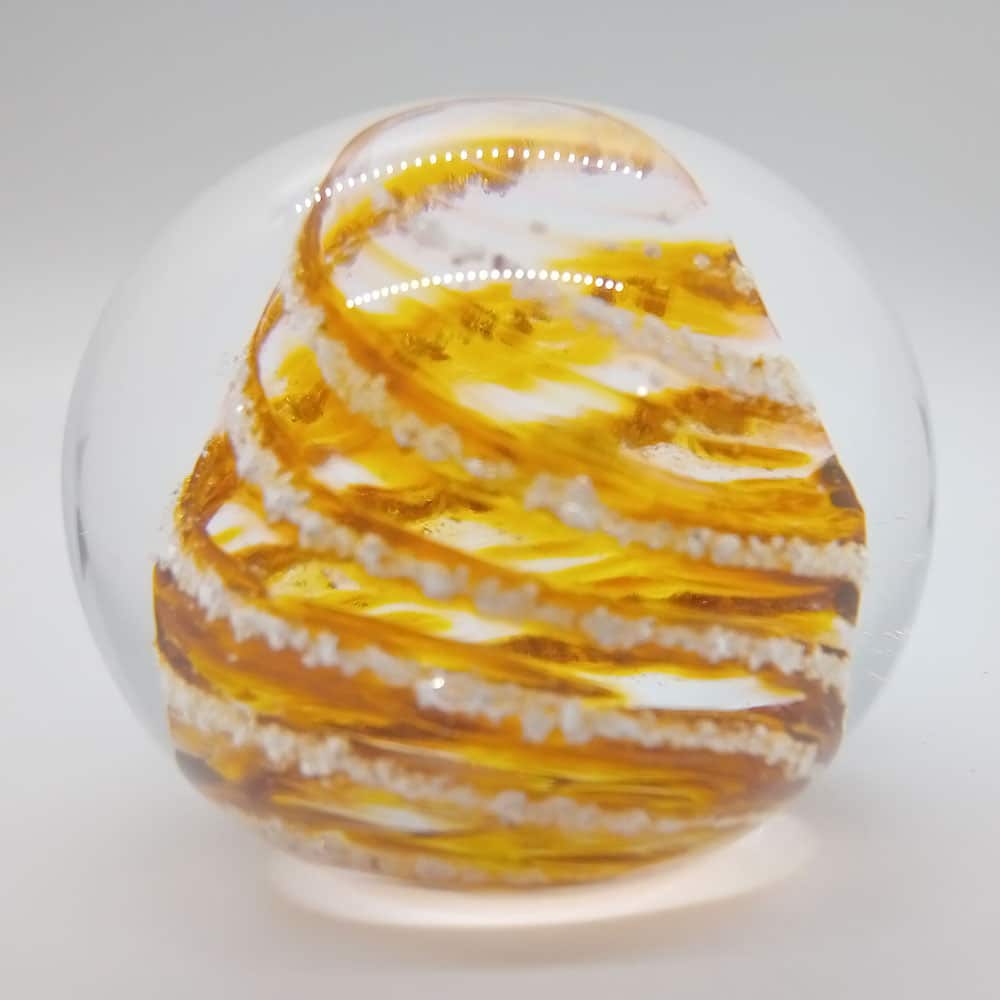 Ashes in Circular Memorial Paperweight