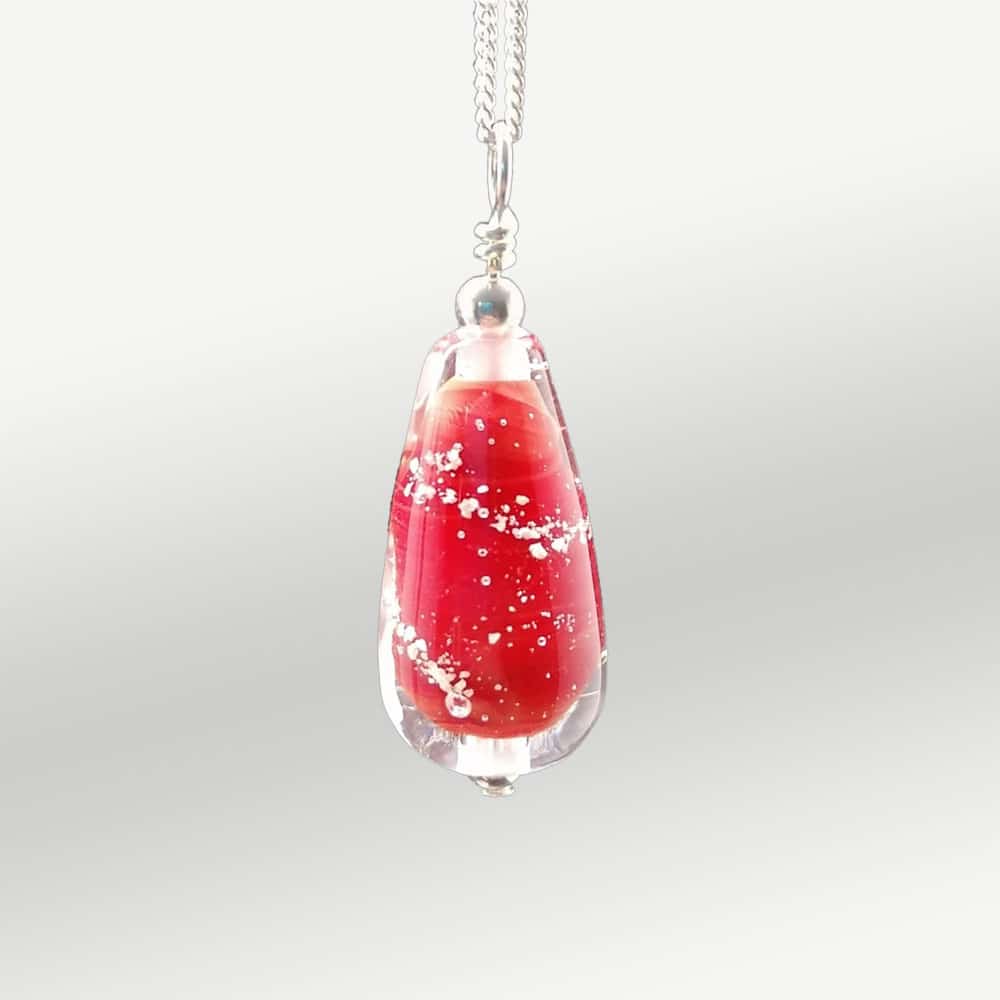 Ashes Silver Glass Droplet Memorial Necklace