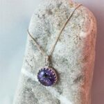 Large Filigree Sterling Silver Ashes Glass Pendant