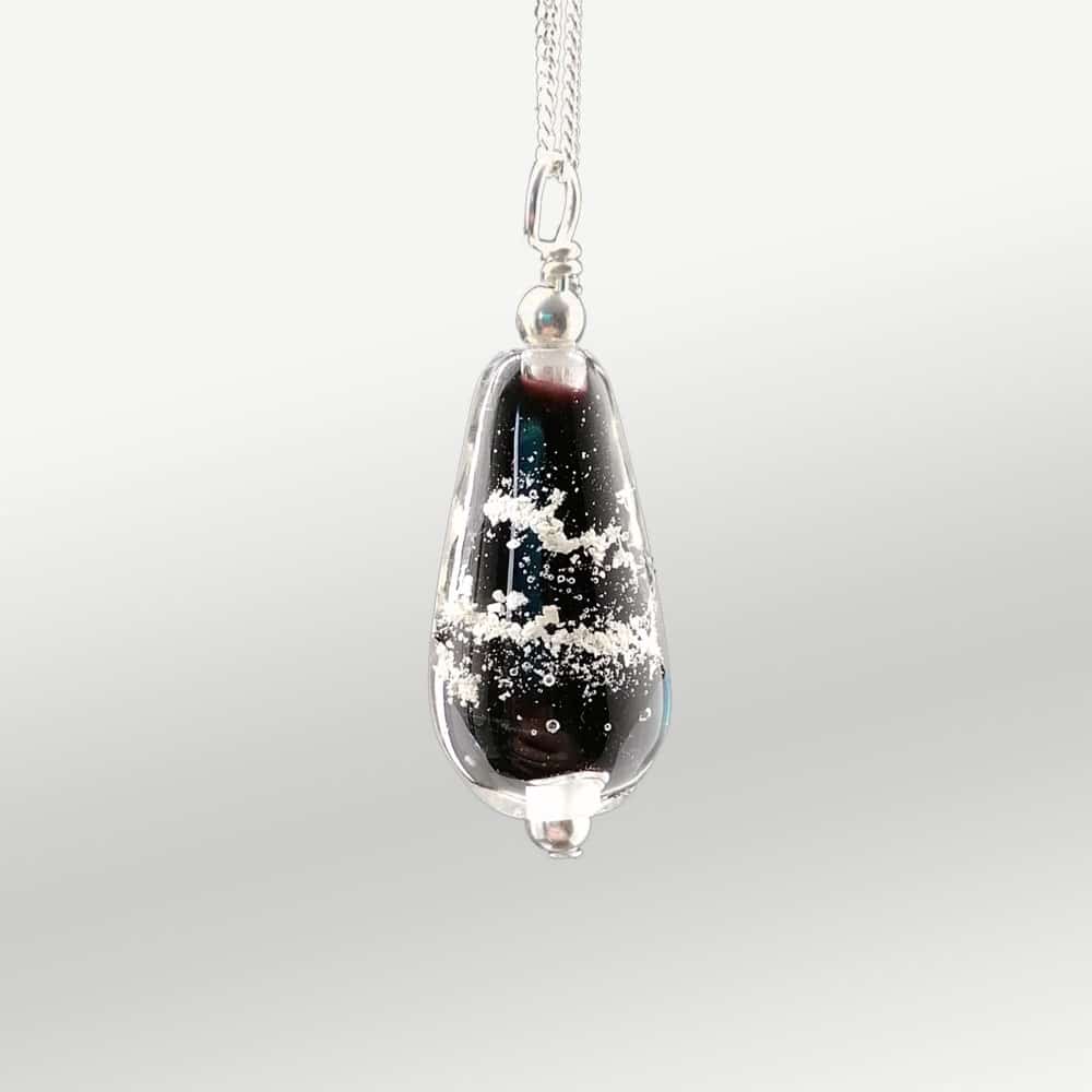 Ashes Silver Glass Droplet Memorial Necklace