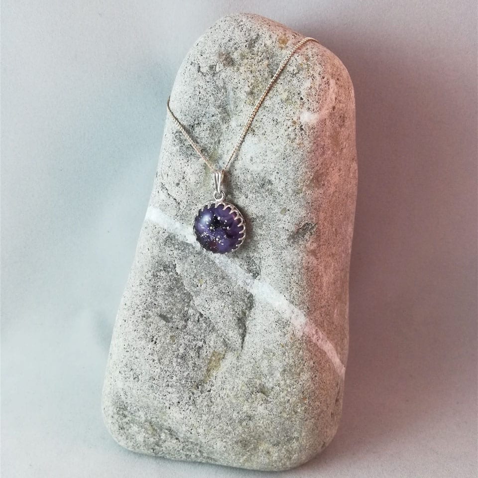 Filigree Sterling Silver Ashes Glass Pendant
