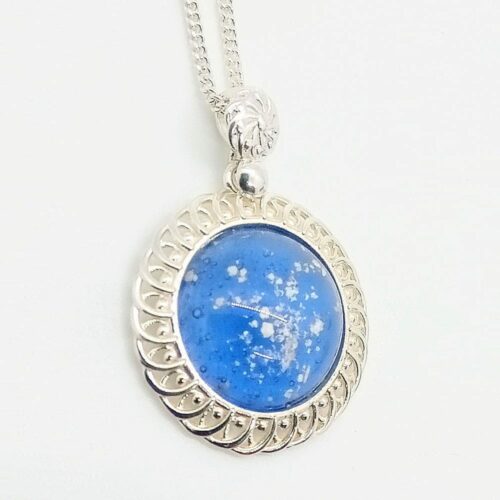 Ashes Glass Frilled Edged Memorial Pendant