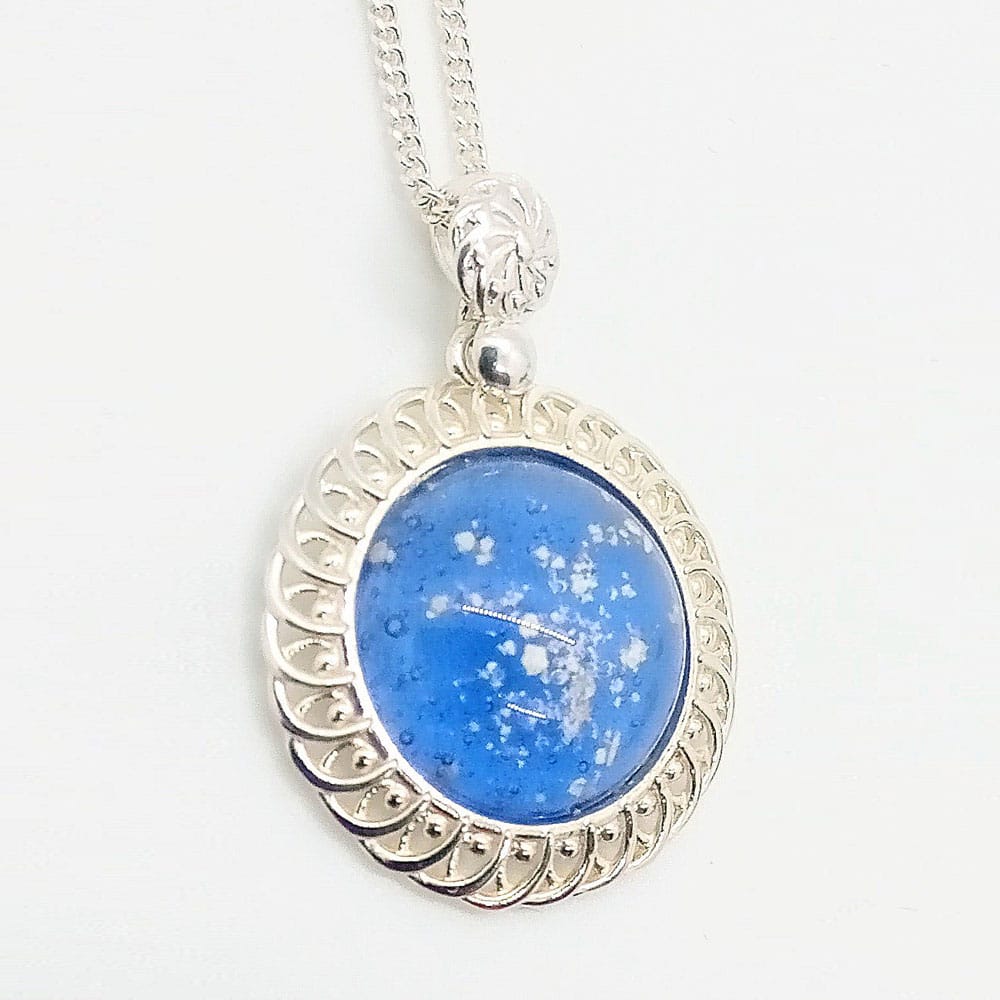 Ashes Glass Frilled Edged Memorial Pendant