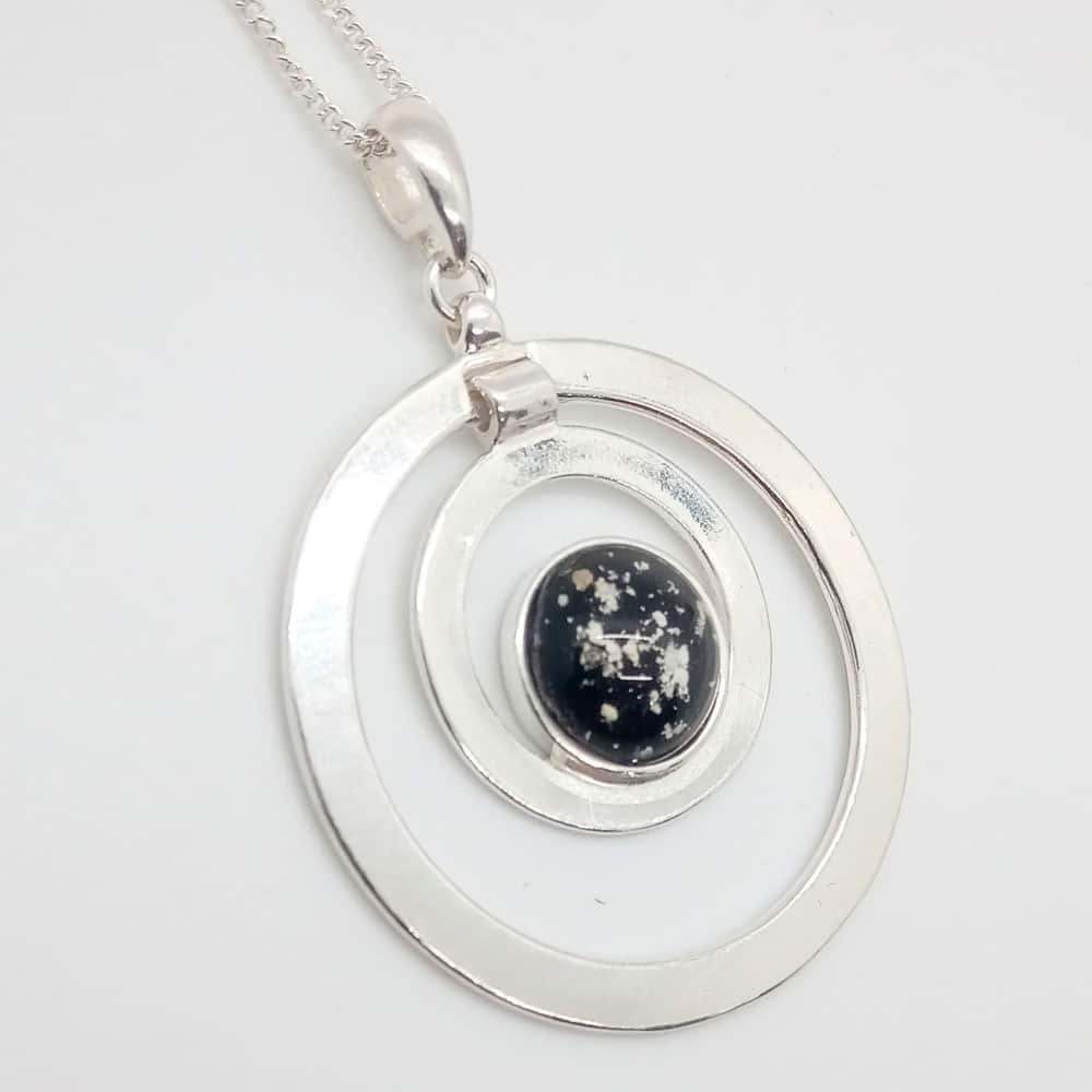 Sterling Silver Ashes Glass Memorial Double Circle Pendant