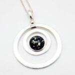 Sterling Silver Ashes Glass Memorial Double Circle Pendant
