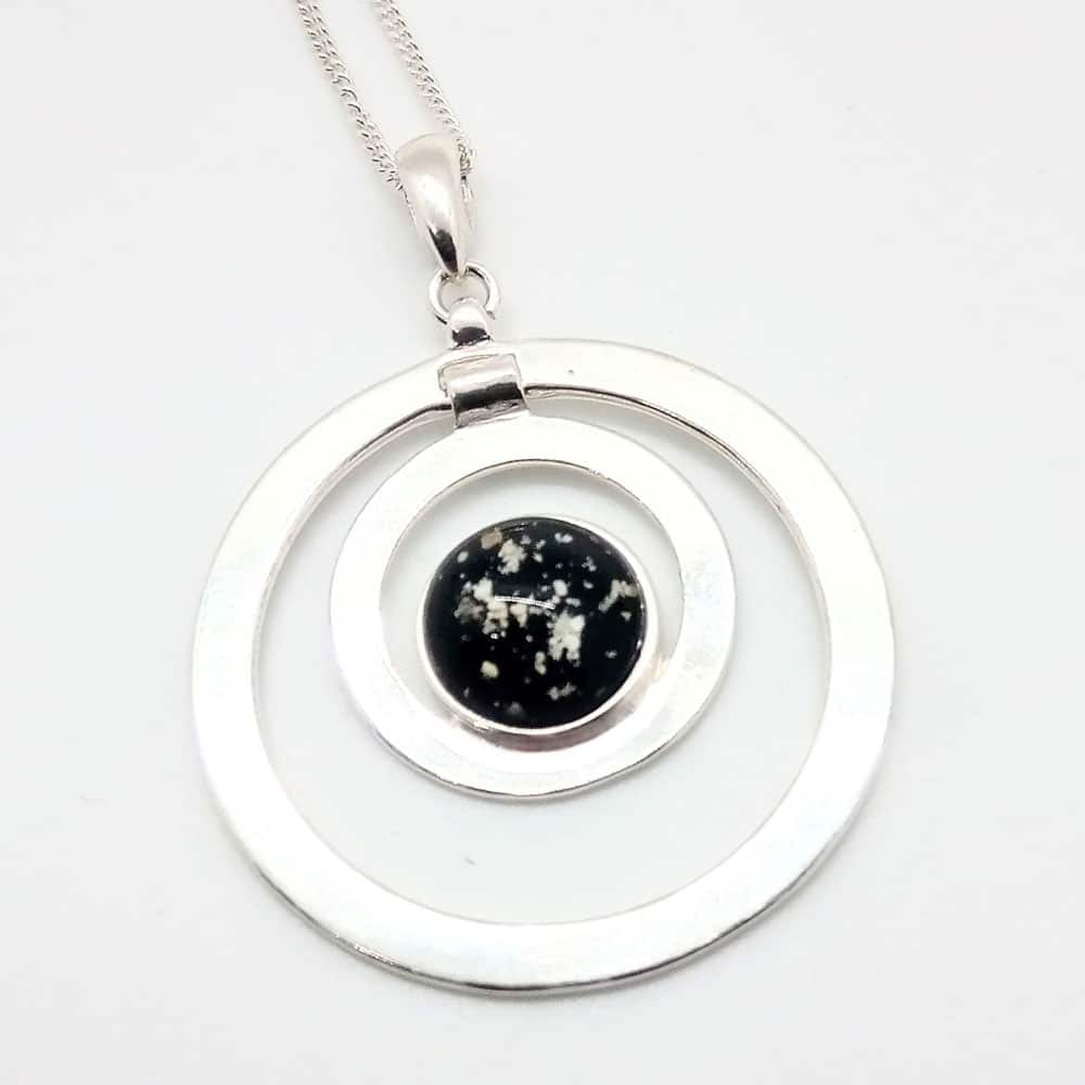 Sterling Silver Ashes Glass Memorial Double Circle Pendant