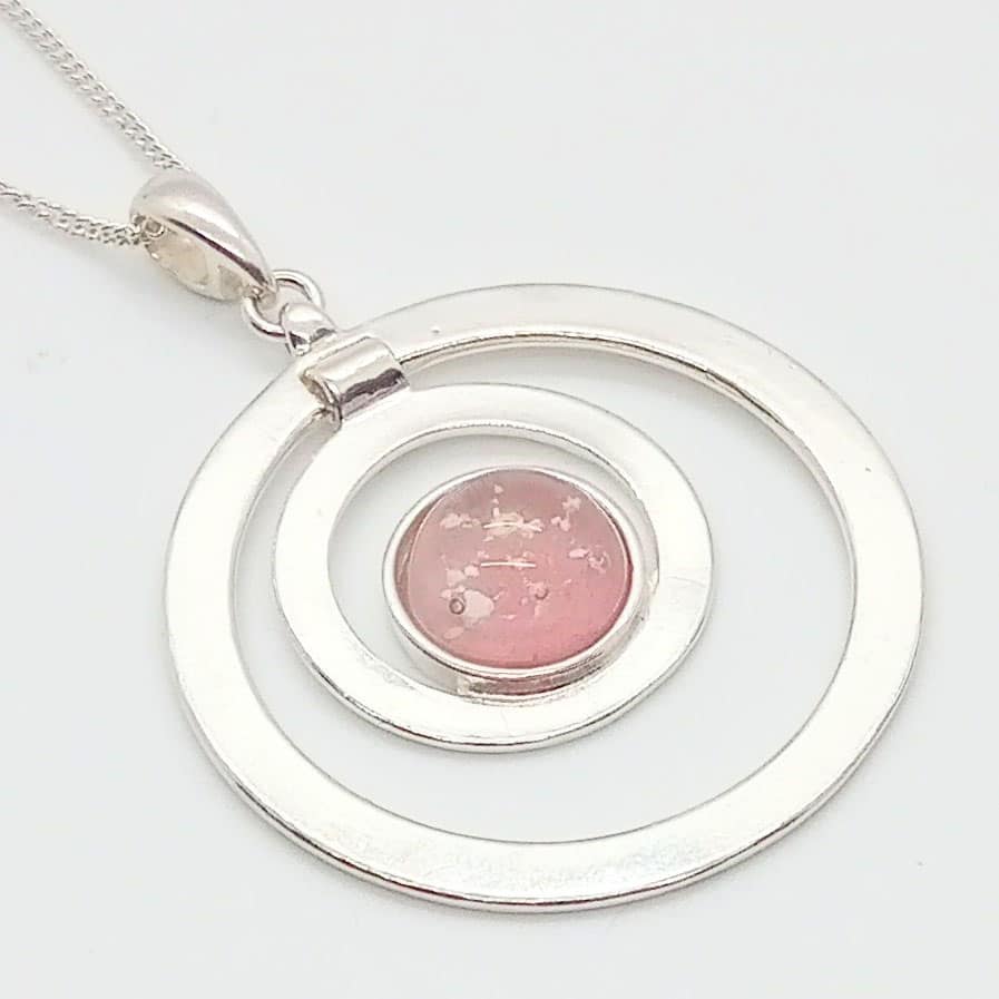 Sterling Silver Ashes Glass Memorial Double Circle Pendant