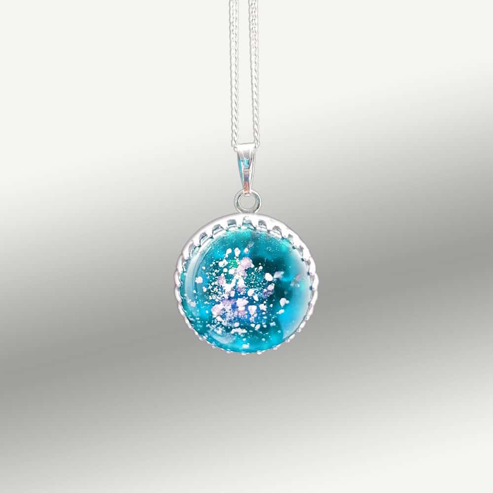 Filigree Sterling Silver Ashes Glass Pendant