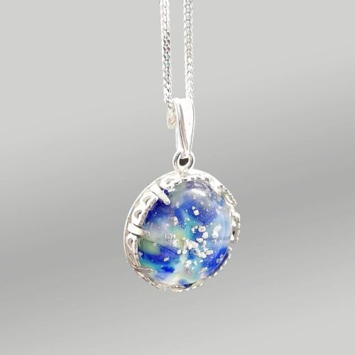 Ashes Glass Crown of Hearts Silver Pendant