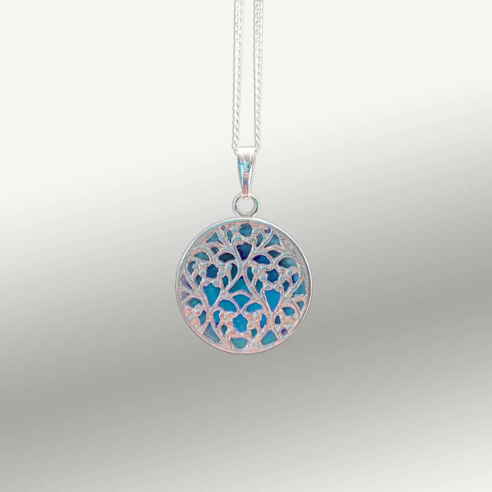 Filigree Sterling Silver Ashes Glass Pendant