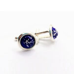 Ashes Glass Silver Round Memorial Cufflinks