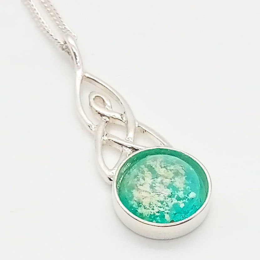 Ashes Glass Sterling Silver Celtic Memorial Pendant