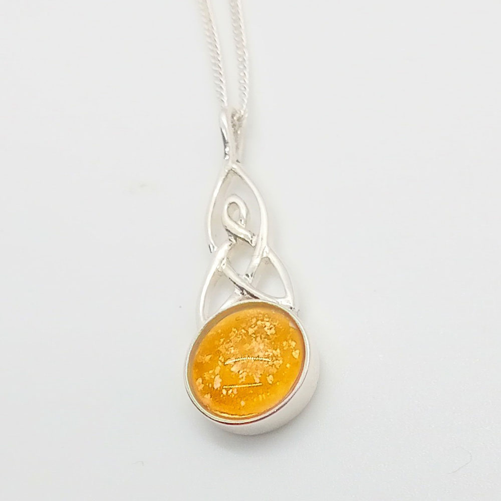 Ashes Glass Sterling Silver Celtic Memorial Pendant