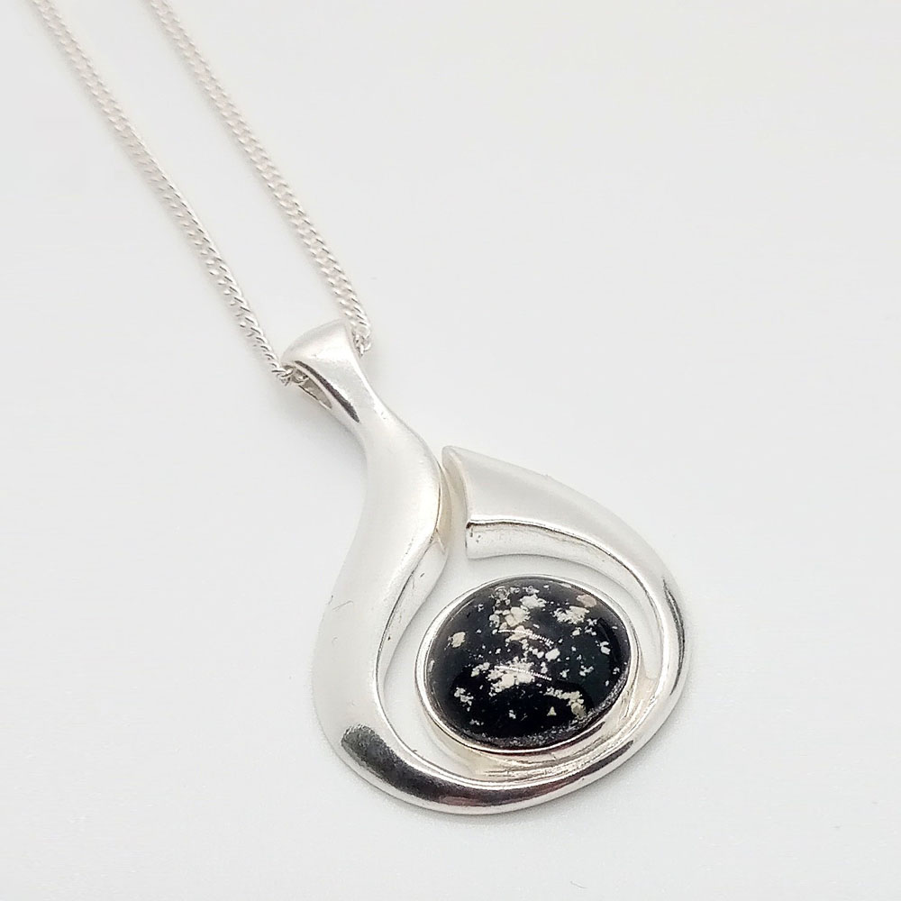 Ashes Glass Sterling Silver Swirl Memorial Pendant