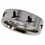 Titanium Ring with Flying Geese Formation Design