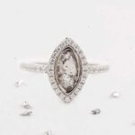 Marquise Inlaid Crystal Halo Ring, Ashes or Hair