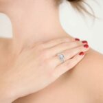 Square Inlaid Crystal Halo Ring, Ashes or Hair
