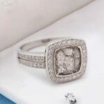 Square Inlaid Crystal Halo Ring, Ashes or Hair