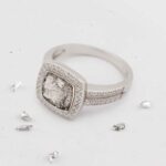 Square Inlaid Crystal Halo Ring, Ashes or Hair