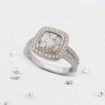 Square Inlaid Crystal Halo Ring, Ashes or Hair