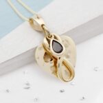 Birthstone Memorial Necklace: Gold Heart Pendant with Infinity Charm and Teardrop Birthstone