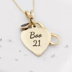 Birthstone Memorial Necklace: Gold Heart Pendant with Infinity Charm and Teardrop Birthstone