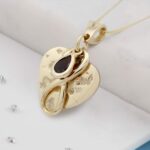 Birthstone Memorial Necklace: Gold Heart Pendant with Infinity Charm and Teardrop Birthstone