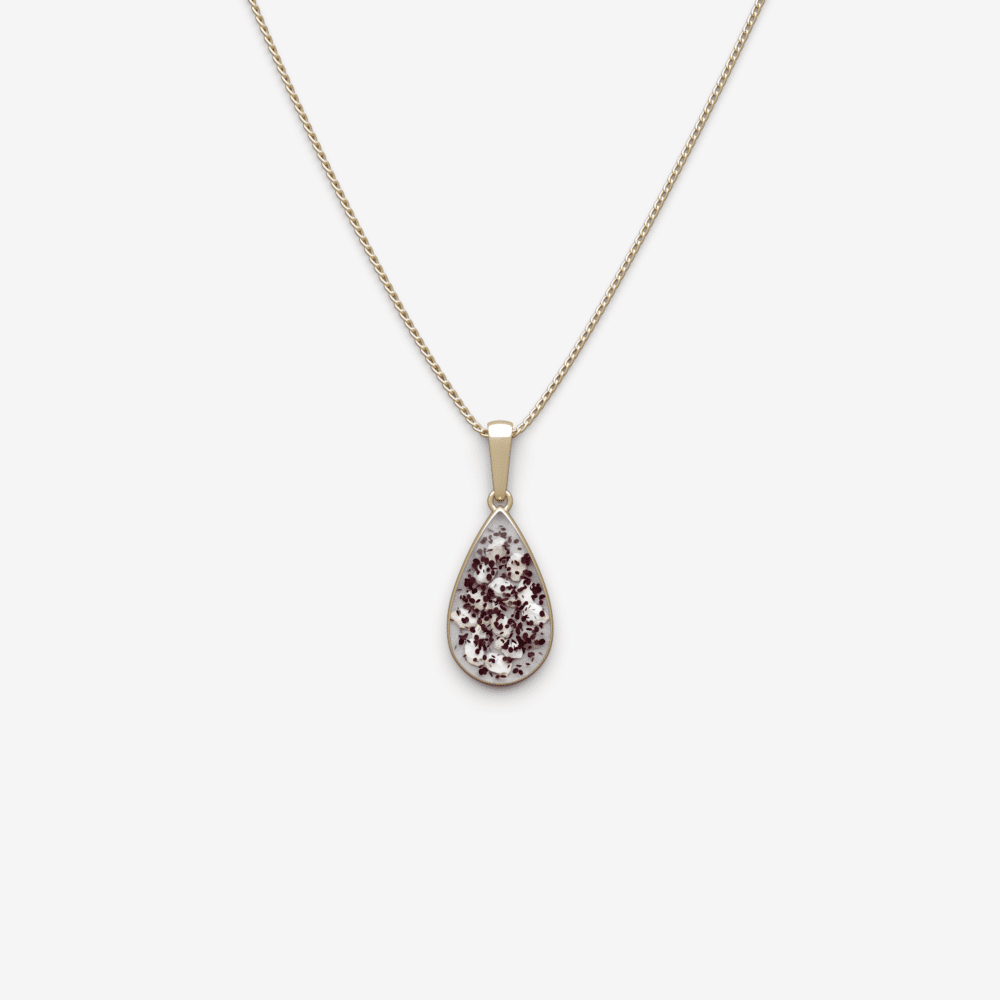Gold Teardrop Inlaid Memorial Pendant