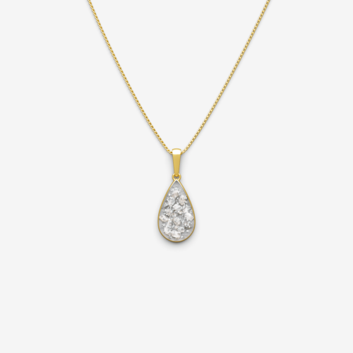 Gold Teardrop Inlaid Memorial Pendant