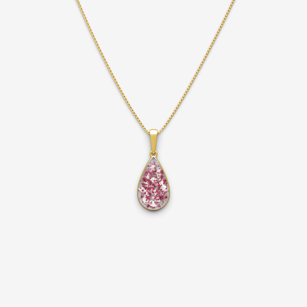 Gold Teardrop Inlaid Memorial Pendant