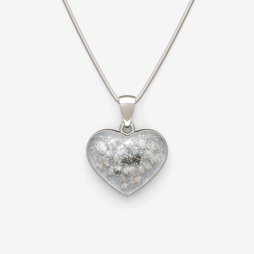 Silver Inlaid Crystarosin Heart Memorial Pendant Silver