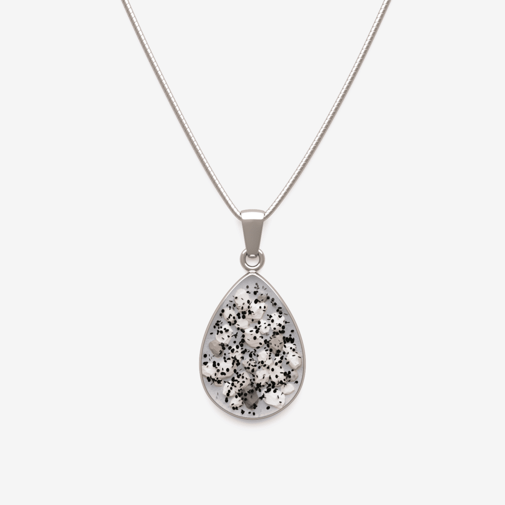 Silver Teardrop Inlaid Memorial Pendant