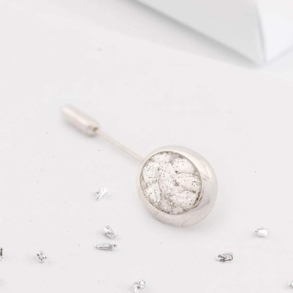 Sterling Silver Crystarosin Tie Pin, Inlaid with Ashes Or Hair
