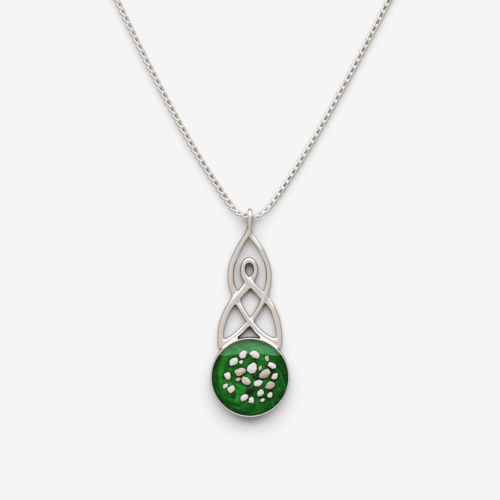 Celtic Round Memorial Cremation Ashes Necklace Green