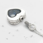 Silver Heart Urn Pendant with Floating Crystals