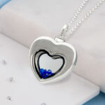 Silver Heart Urn Pendant with Floating Crystals