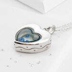 Silver Heart Urn Pendant with Floating Crystals