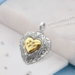 Paw Print Heart Shaped Urn Pendant, Ashes or Hair