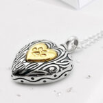 Paw Print Heart Shaped Urn Pendant, Ashes or Hair
