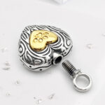 Paw Print Heart Shaped Urn Pendant, Ashes or Hair