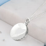 Ashes or Hair, Sterling Silver Reversible Round Love Urn Necklace