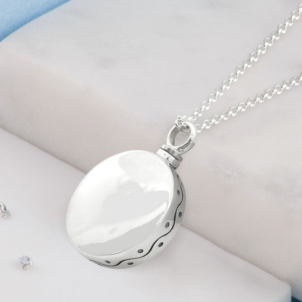 Sterling Silver Engraved Circle Urn Necklace - The Perfect Keepsake Gift