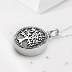 Sterling Silver Tree of Life Self-Fill Urn Pendant with Crystal Halo